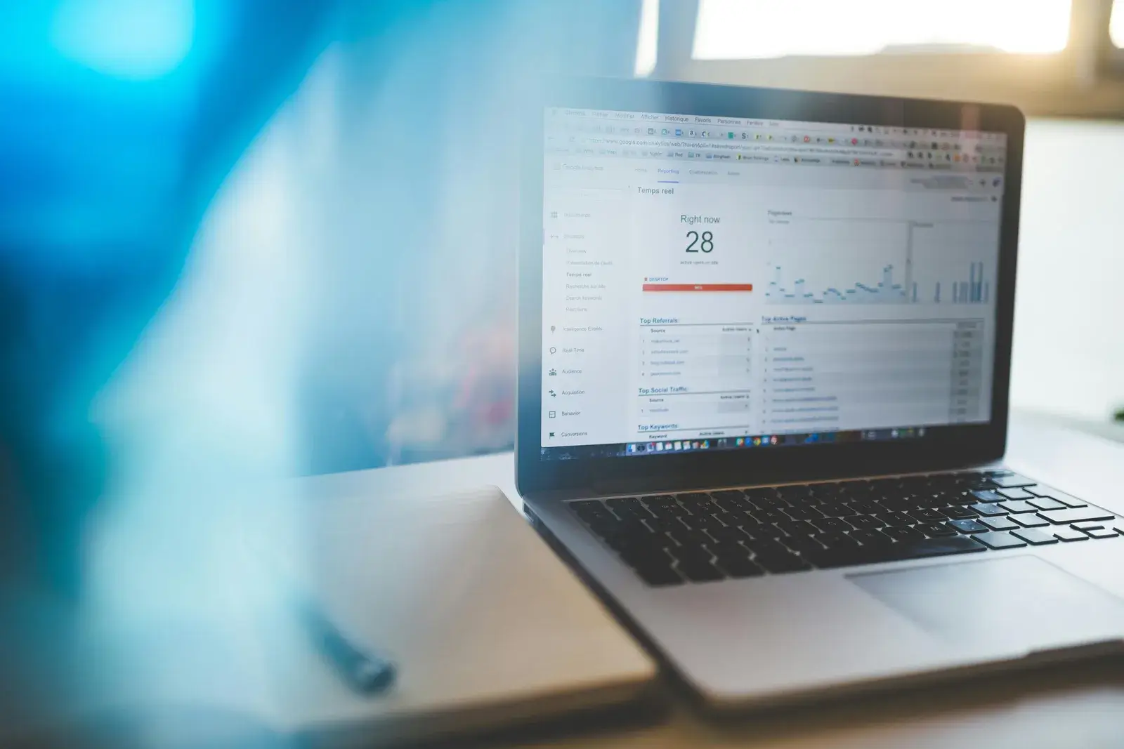 SEO performance tracking and analytics dashboard on a digital device